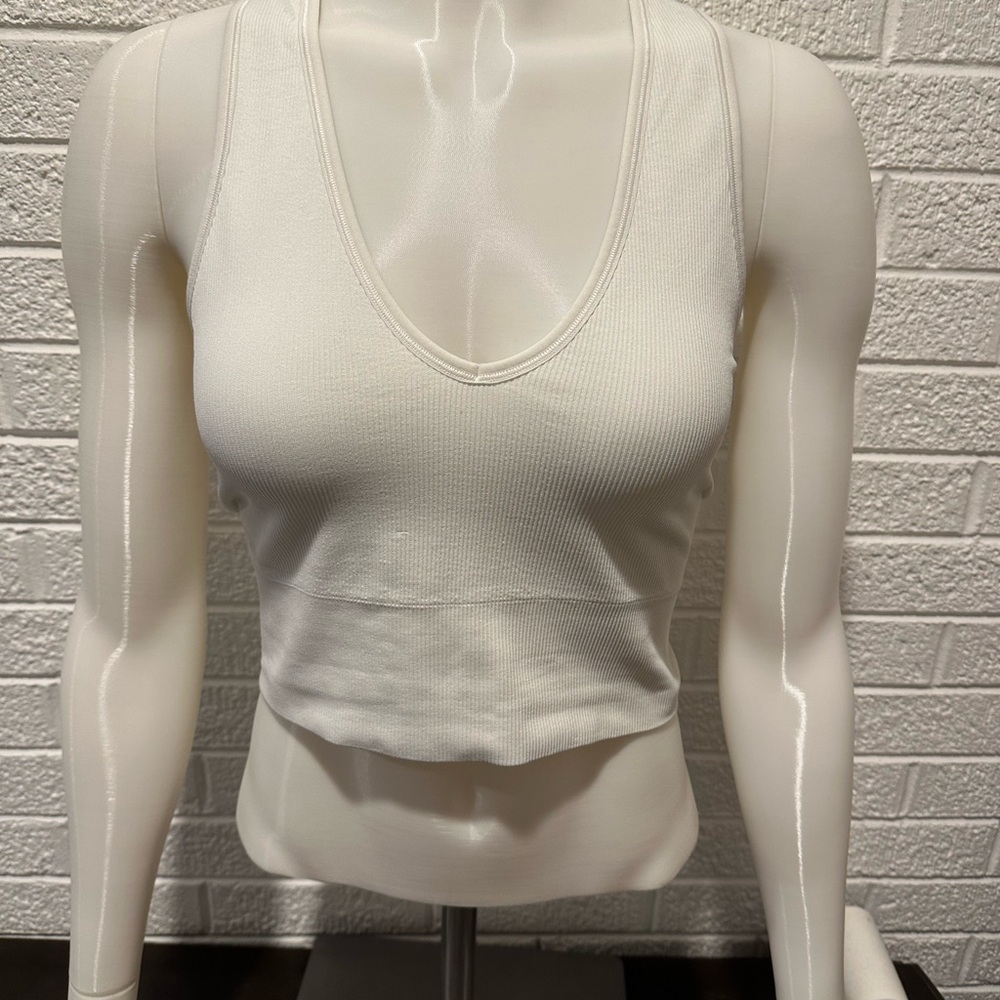 White Ribbed Tank Top